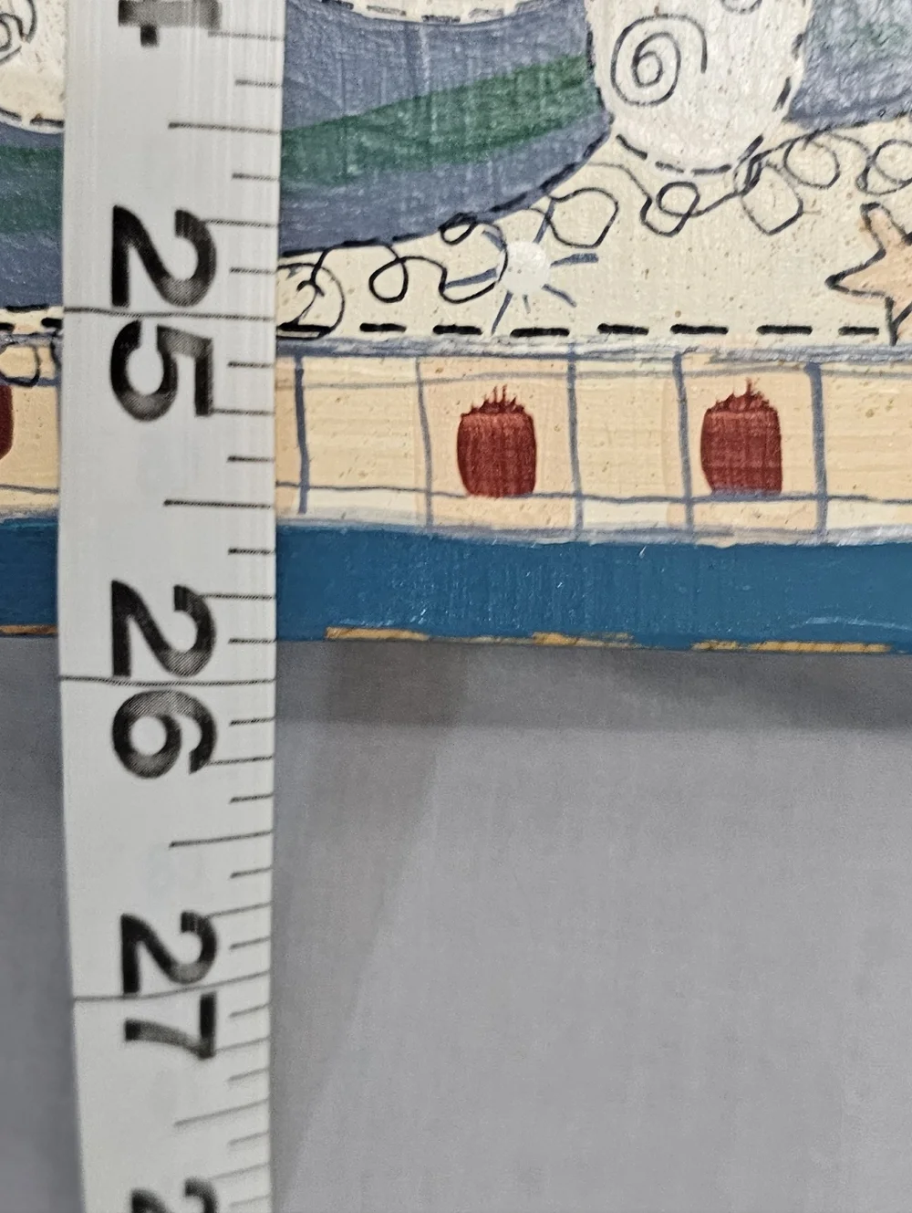 Hand Painted Christmas Wall Hook Rack Santa Snowman Folk Art Wooden Peg Rack 26”